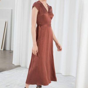 & Other Stories Satin Wrap Midi Dress